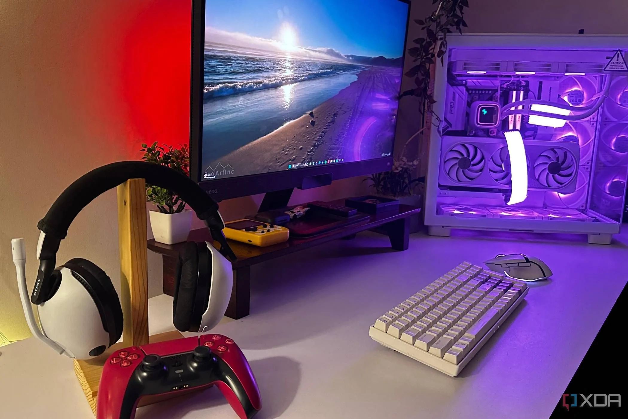 Thiết bị chơi game cao cấp bao gồm tai nghe Sony Inzone và tay cầm DualSense, tượng trưng cho trải nghiệm game toàn diện và các nâng cấp giá trị