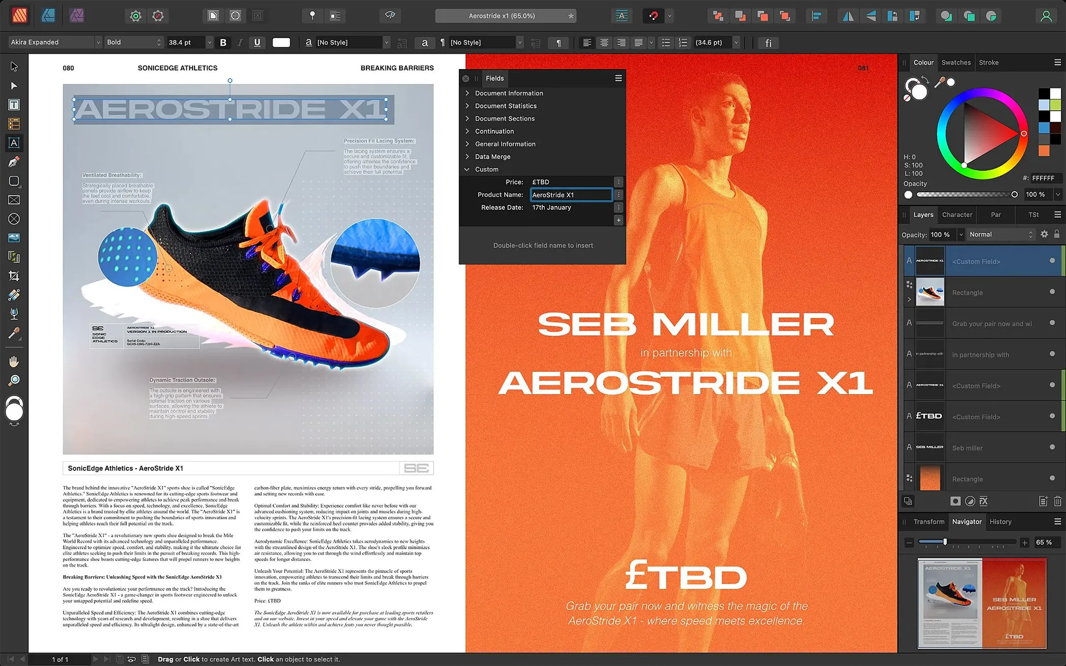 Thiết kế bố cục trong Affinity Publisher với văn bản và hình ảnh