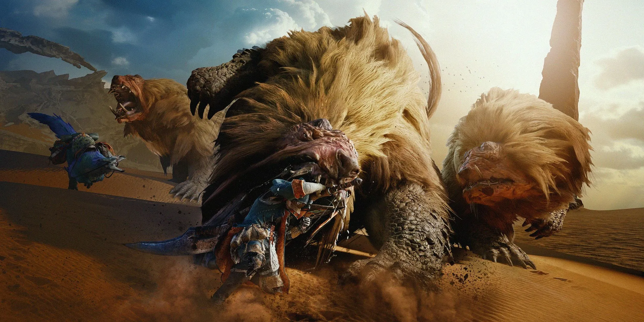 Thợ săn đối đầu quái vật trong game Monster Hunter Wilds, minh họa cho bản thử nghiệm beta sắp được kéo dài