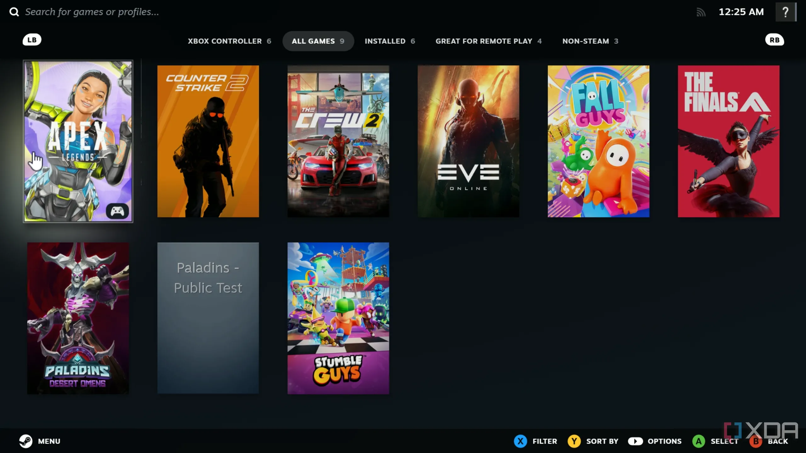 Thư viện game Steam hiển thị nhiều trò chơi, gợi ý về các game bắn súng miễn phí