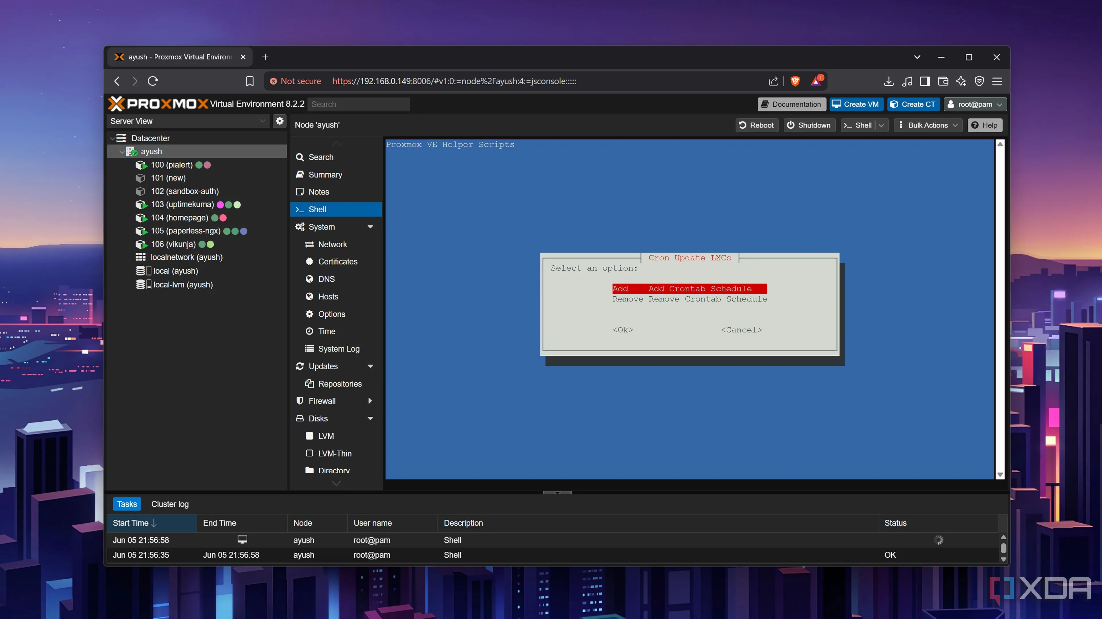 Thực hiện script Proxmox VE Cron LXC Updater để thiết lập lịch trình cập nhật tự động cho các container LXC