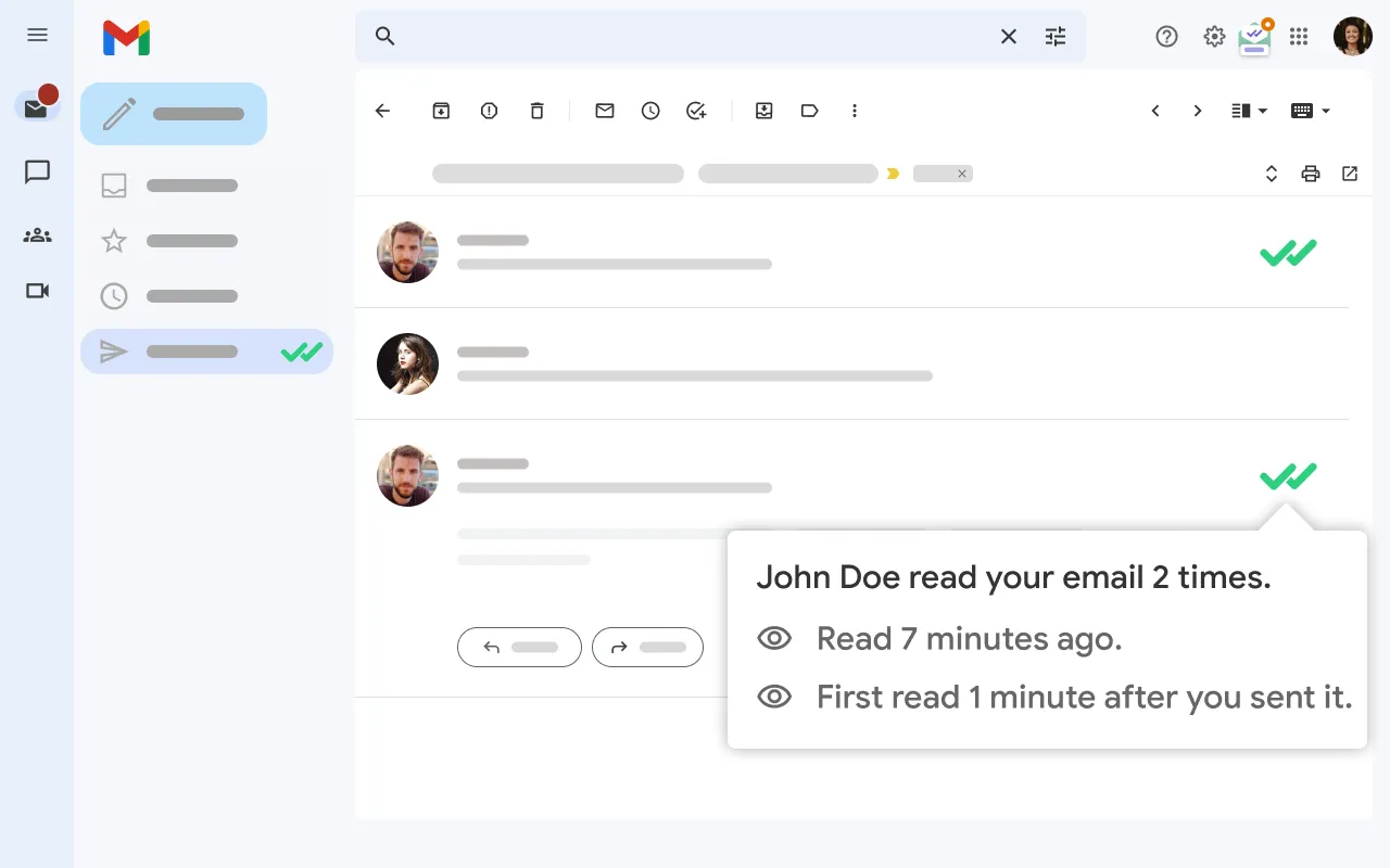 Tiện ích Mailtrack hiển thị thông báo email đã được đọc trong hộp thư đến Gmail