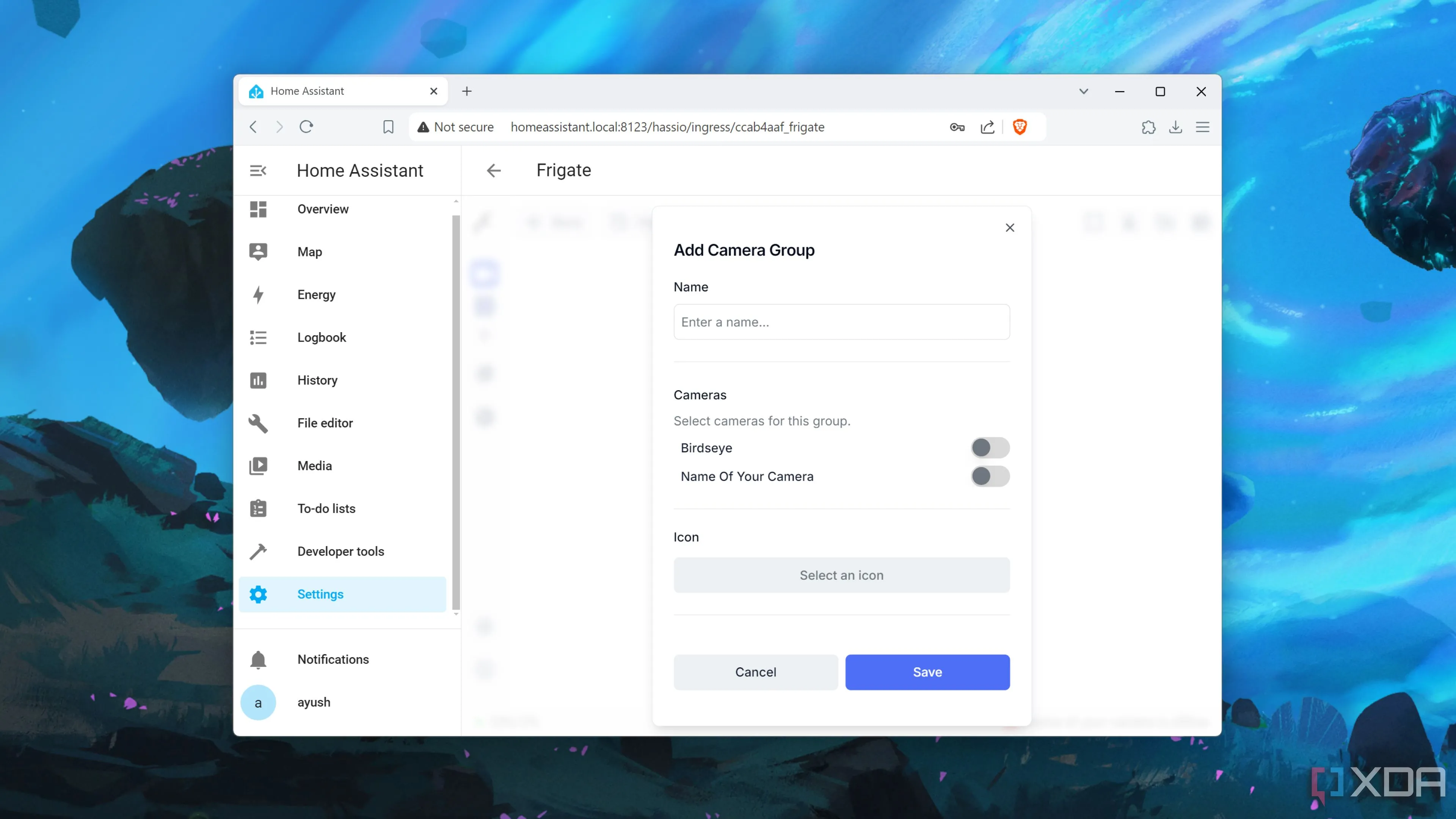 Tiện ích mở rộng Frigate tích hợp trong giao diện Home Assistant để quản lý camera