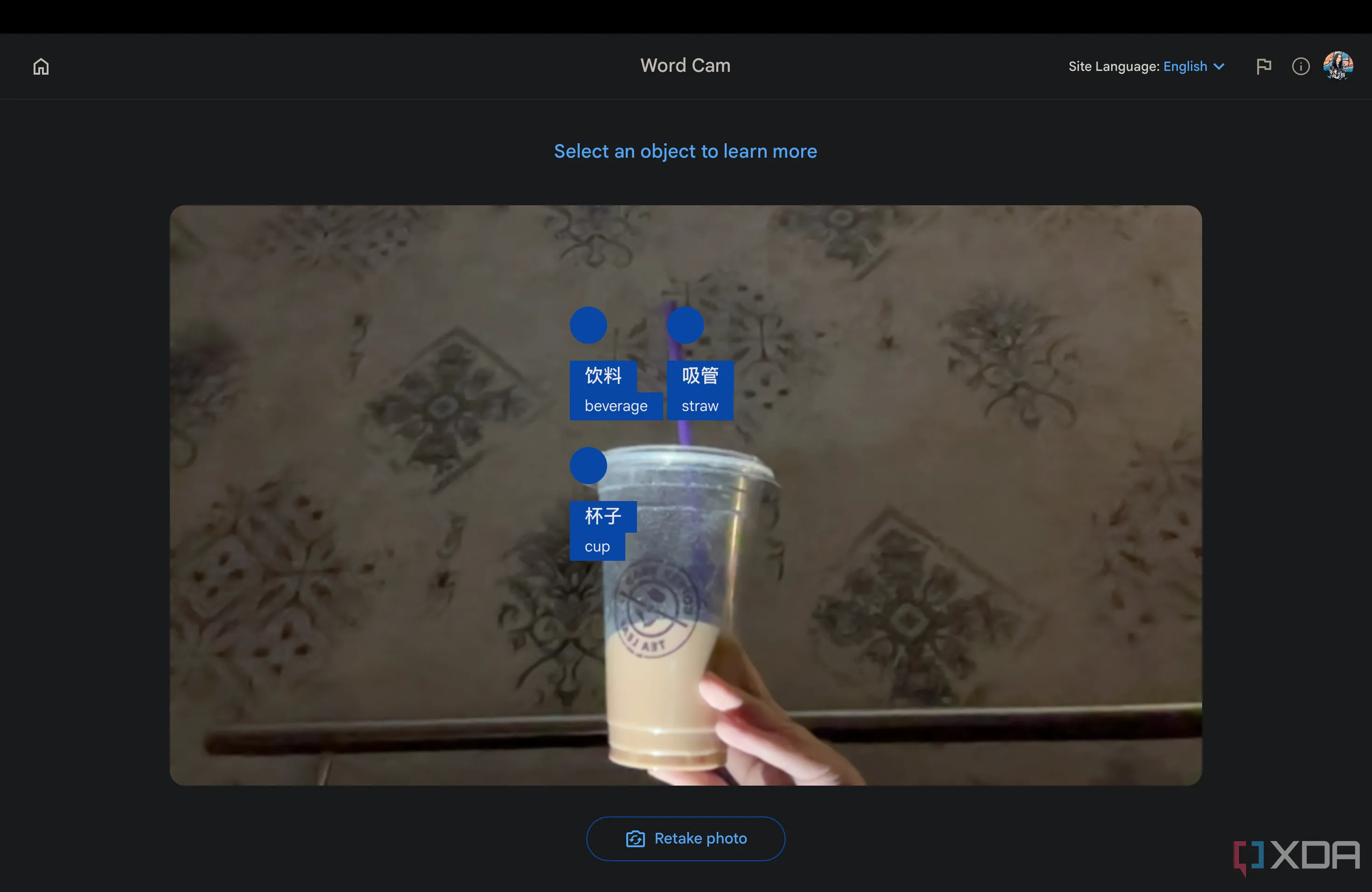 Tính năng Word Cam trong Google Labs, nhận diện vật thể và hiển thị tên bằng ngôn ngữ đích, giúp học từ vựng trực quan với AI