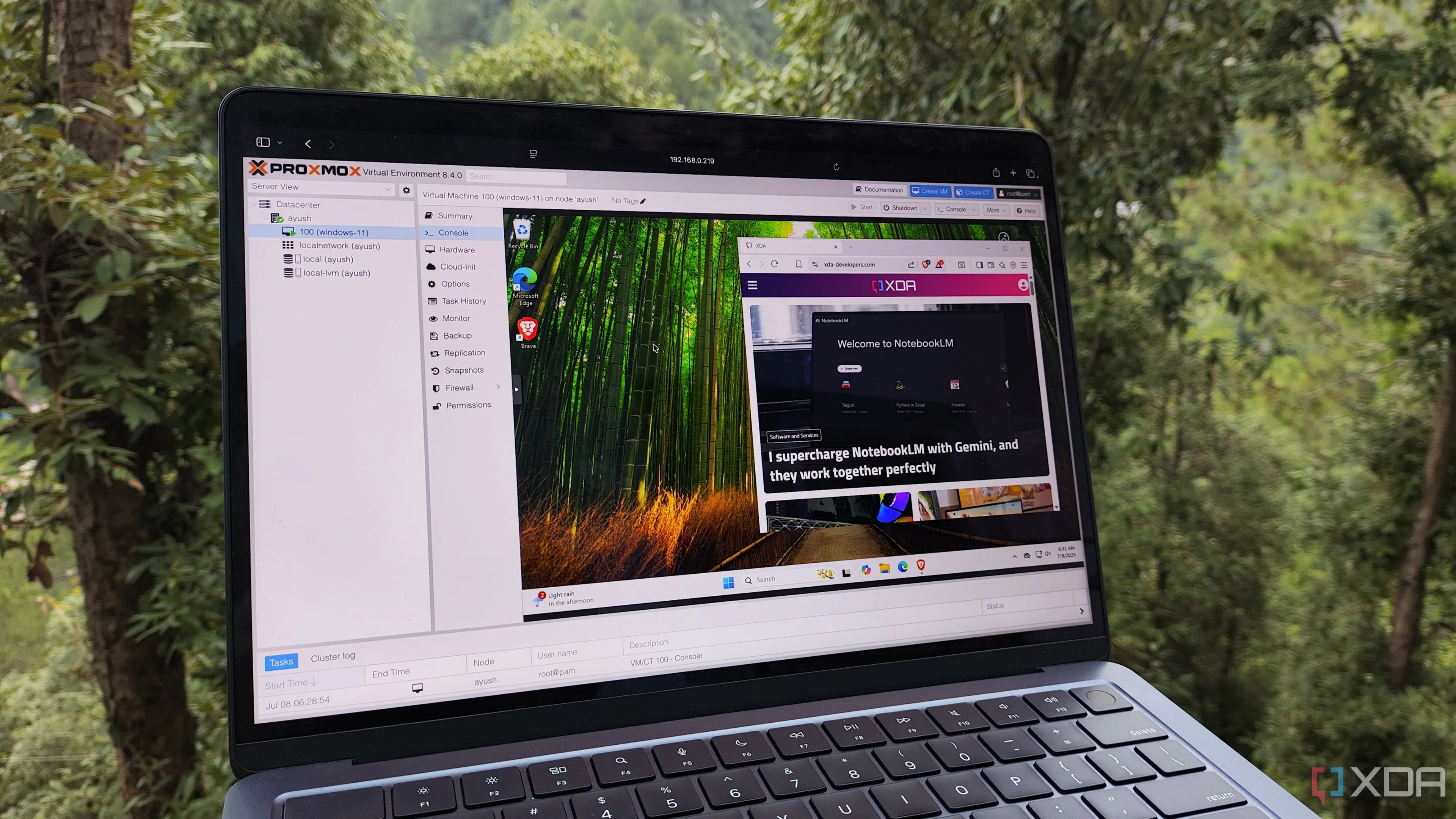 Tổng quan hệ thống máy ảo Windows 11 đang hoạt động trên nền tảng Proxmox VE