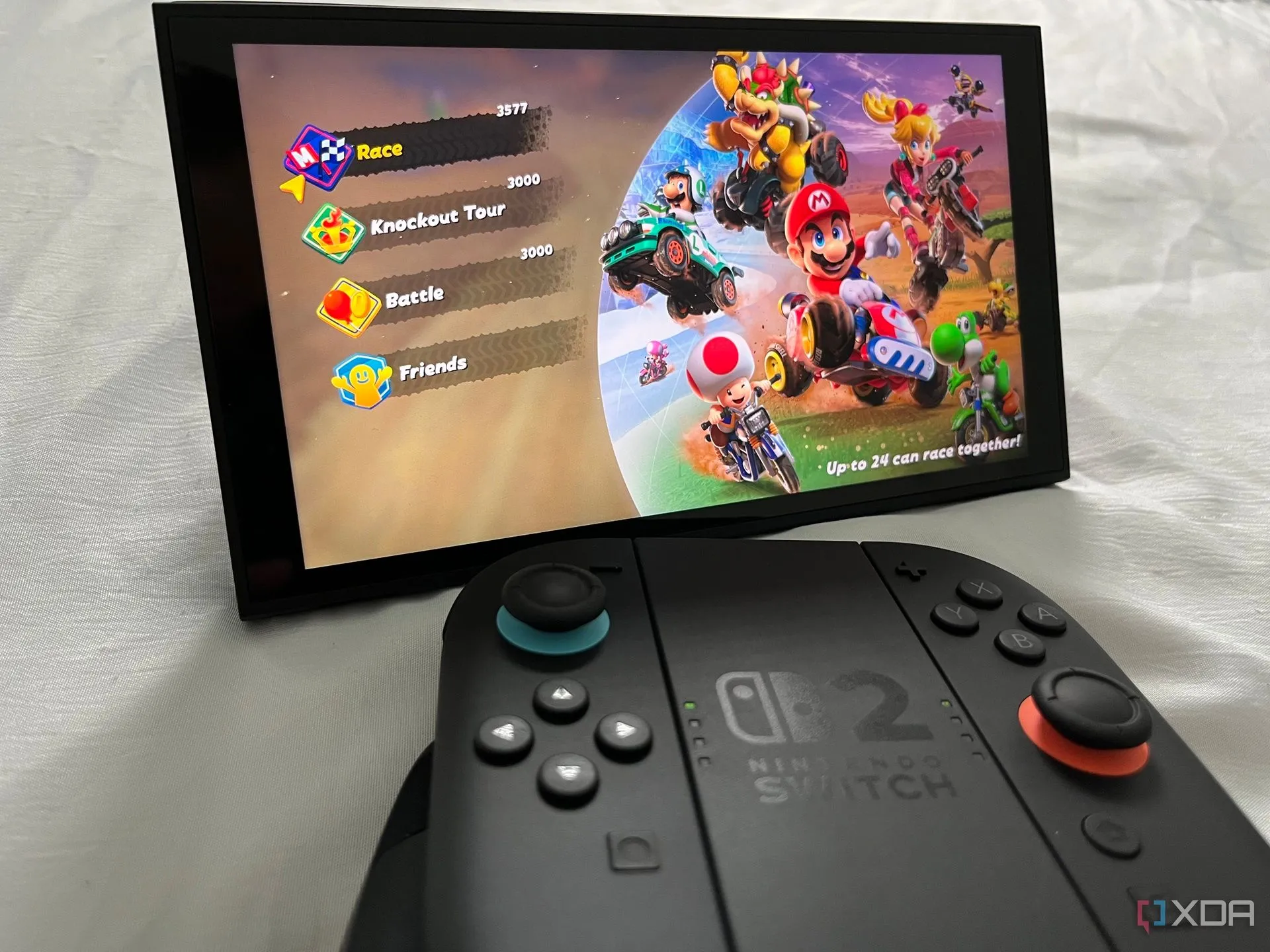 Trải nghiệm game Mario Kart World trực tuyến trên console Nintendo Switch 2, thể hiện khả năng kết nối ổn định.