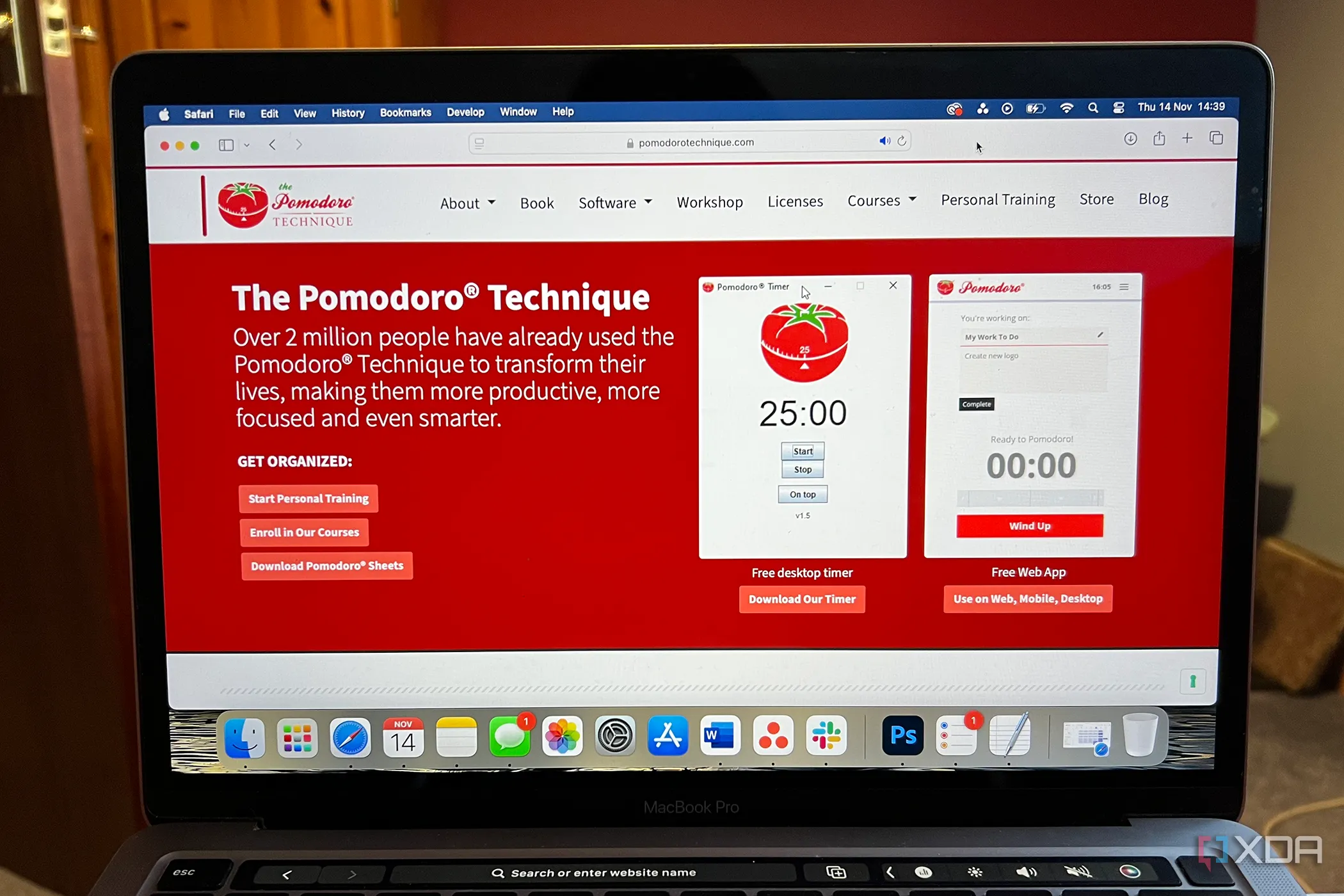 Trang chủ của kỹ thuật Pomodoro minh họa khái niệm làm việc tập trung theo chu kỳ thời gian ngắn.