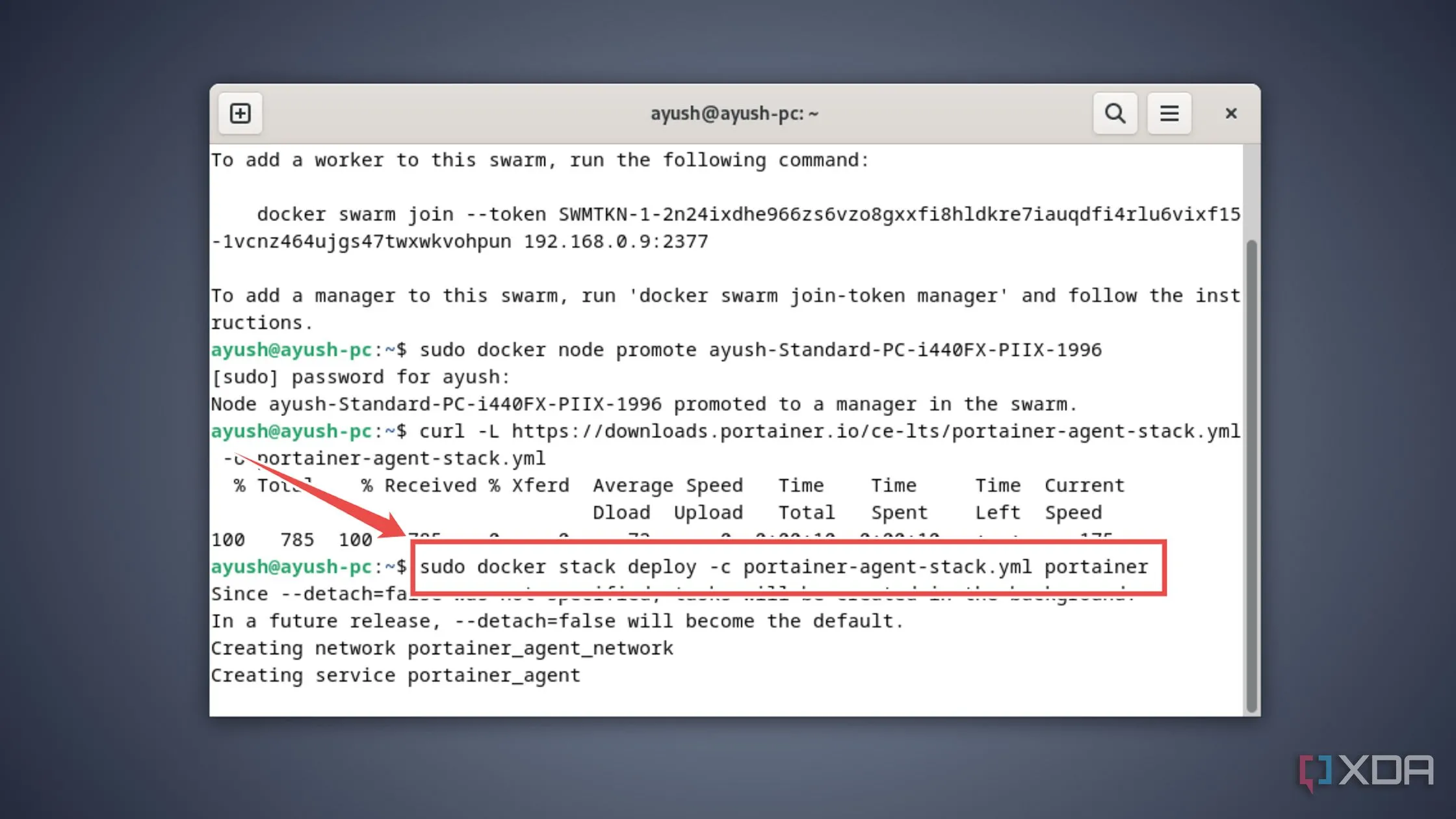 Triển khai Portainer trên môi trường Docker Swarm bằng lệnh `sudo docker stack deploy`