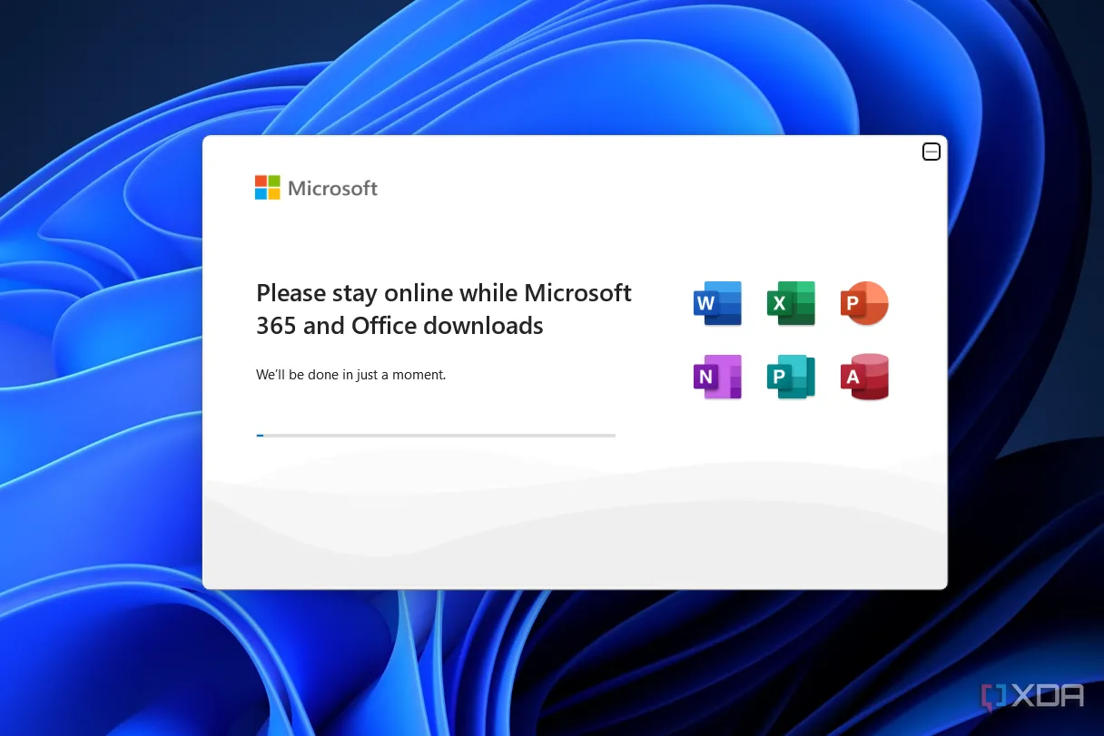 Trình cài đặt ứng dụng Microsoft 365 hiển thị danh sách các ứng dụng được cài đặt