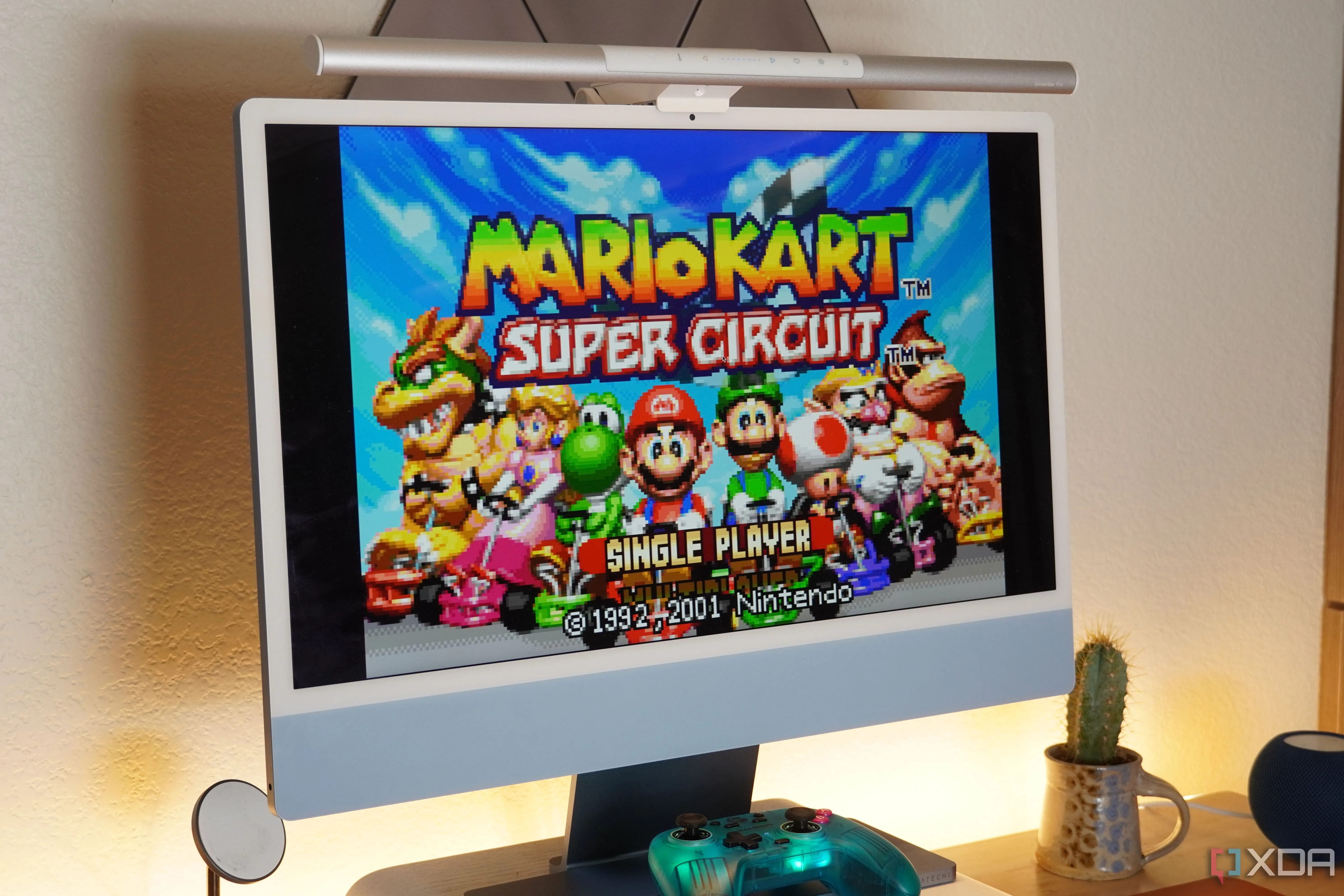 Trò chơi Mario Kart được giả lập trên màn hình, minh họa cho chất lượng hình ảnh và vấn đề integer scaling trong game retro