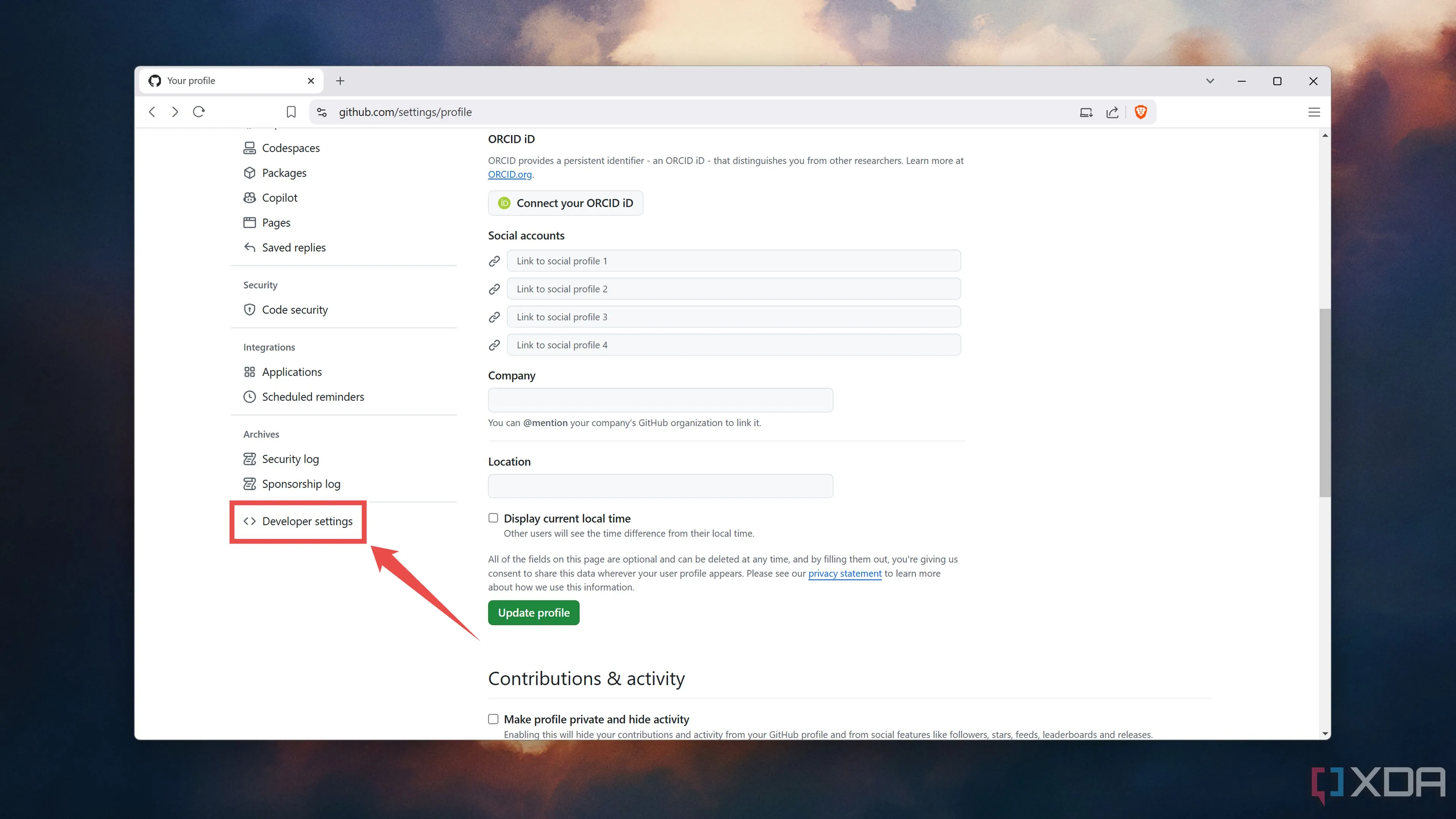 Truy cập Developer settings trên GitHub để tạo Personal Access Token