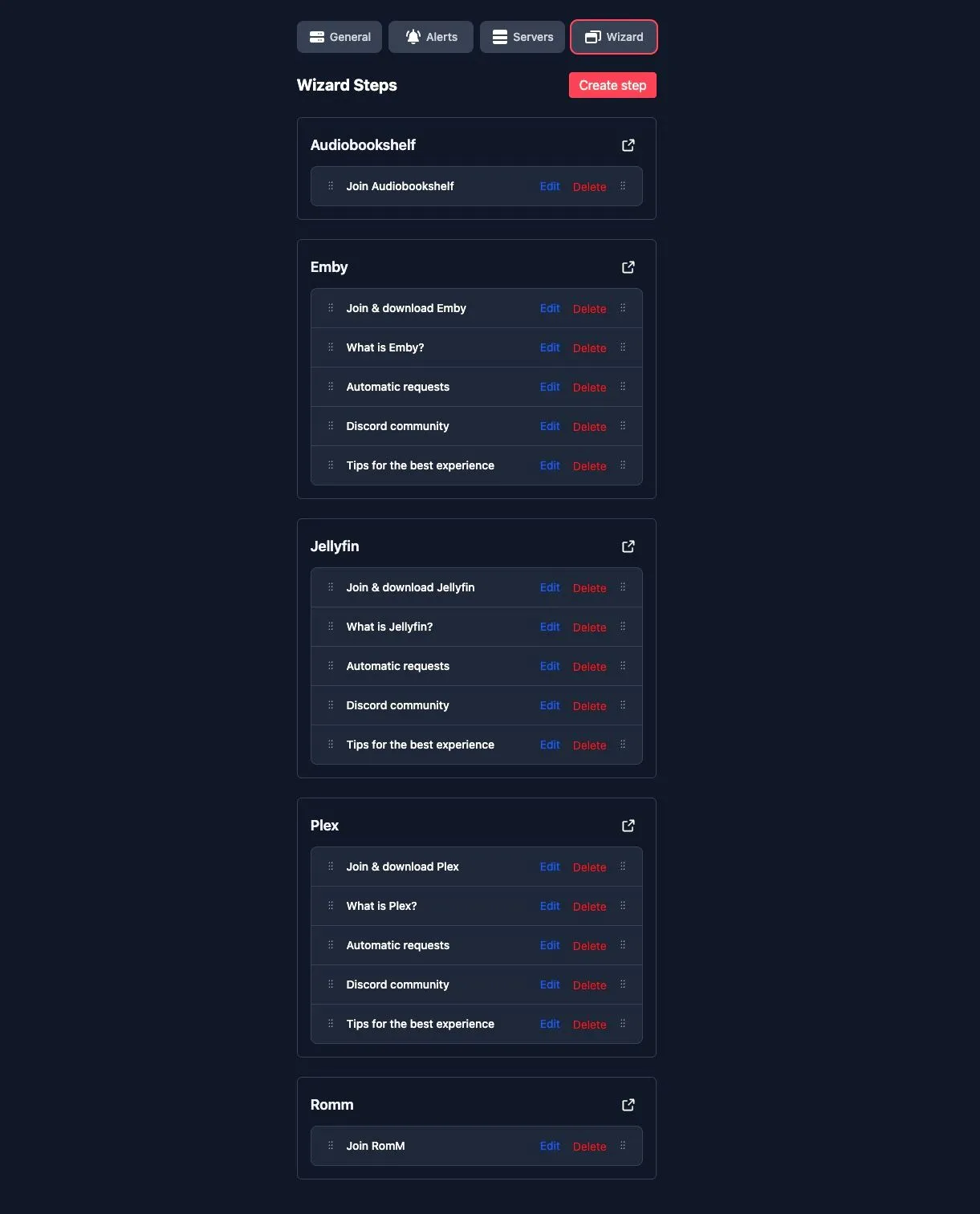 Tùy chỉnh các bước hướng dẫn onboarding cho người dùng Plex và Jellyfin bằng Wizarr