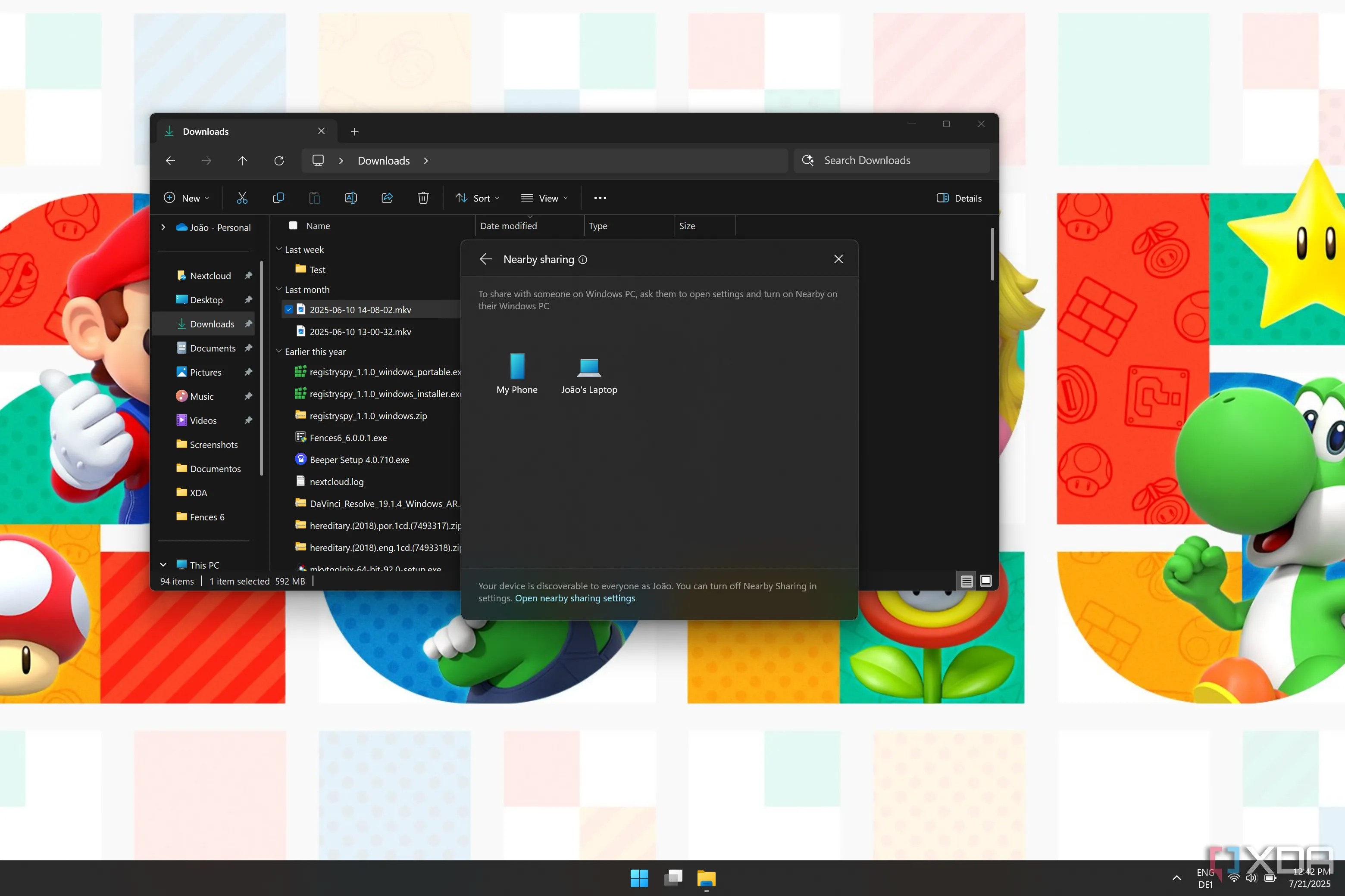 Tùy chọn Chia sẻ lân cận trong menu chia sẻ của File Explorer Windows 11