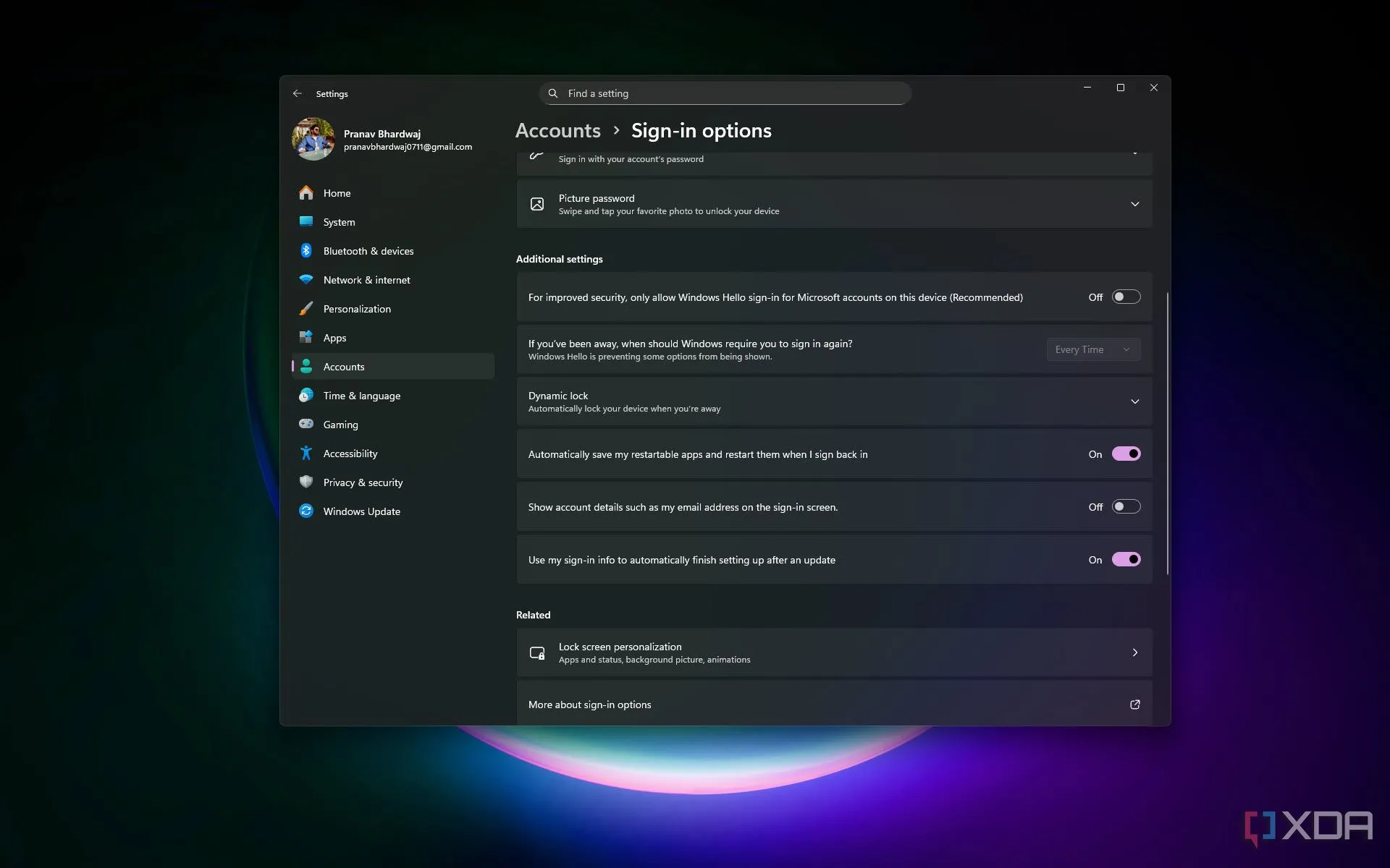 Tùy chọn đăng nhập Windows 11