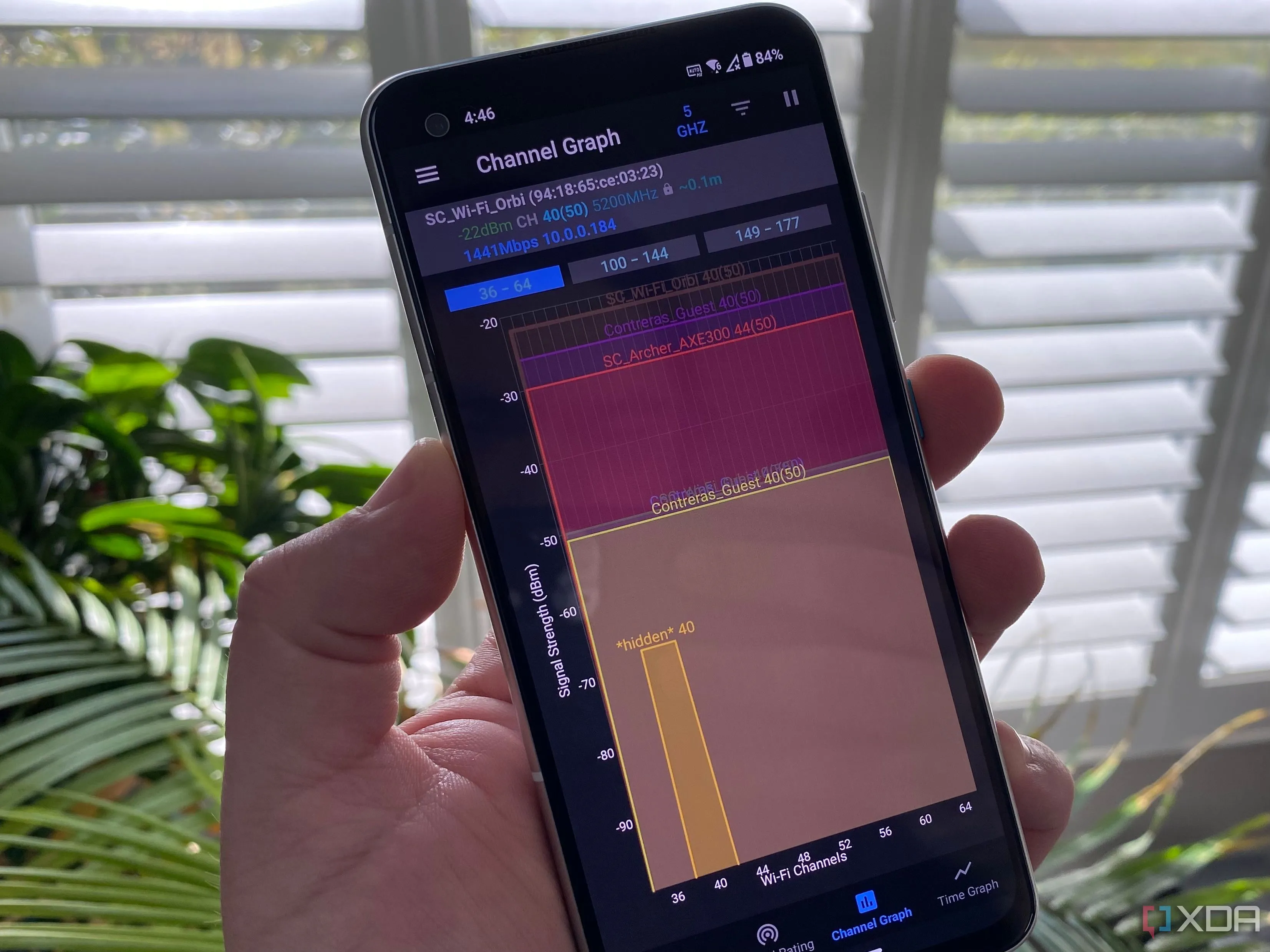 Ứng dụng Wi-Fi Analyzer hiển thị tình trạng tắc nghẽn mạng Wi-Fi trên điện thoại
