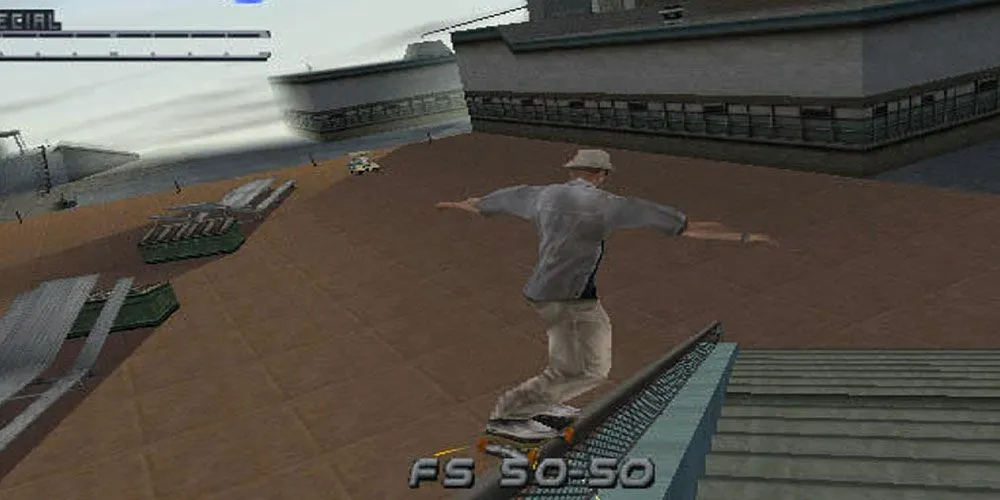 Vận động viên trượt ván thực hiện trick grind trong Tony Hawk's Pro Skater 2