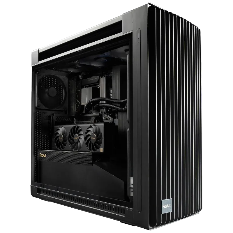 Vỏ case Asus ProArt PA602 với thiết kế đặc trưng, hỗ trợ quạt tản nhiệt kích thước lớn