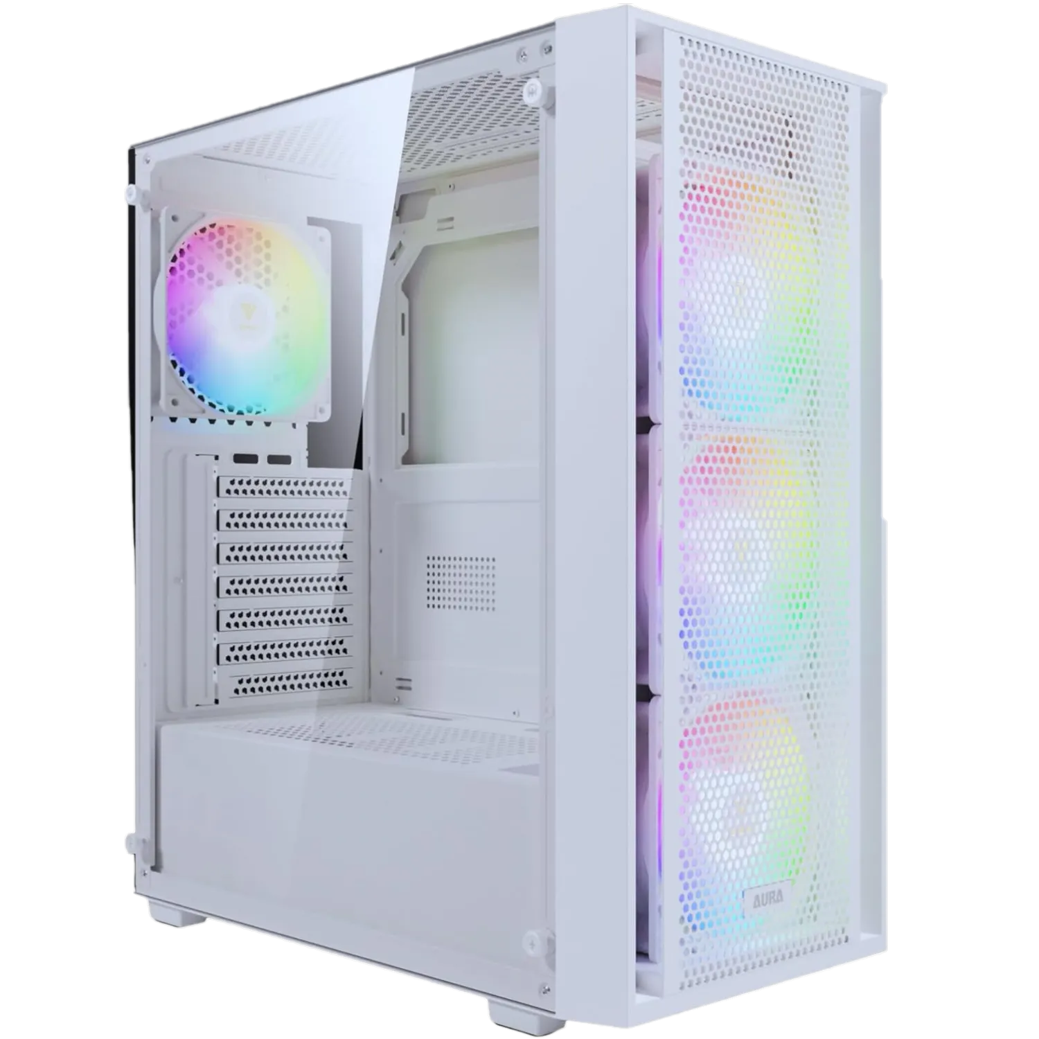 Vỏ máy PC Gamdias Aura GC2 màu trắng với quạt RGB