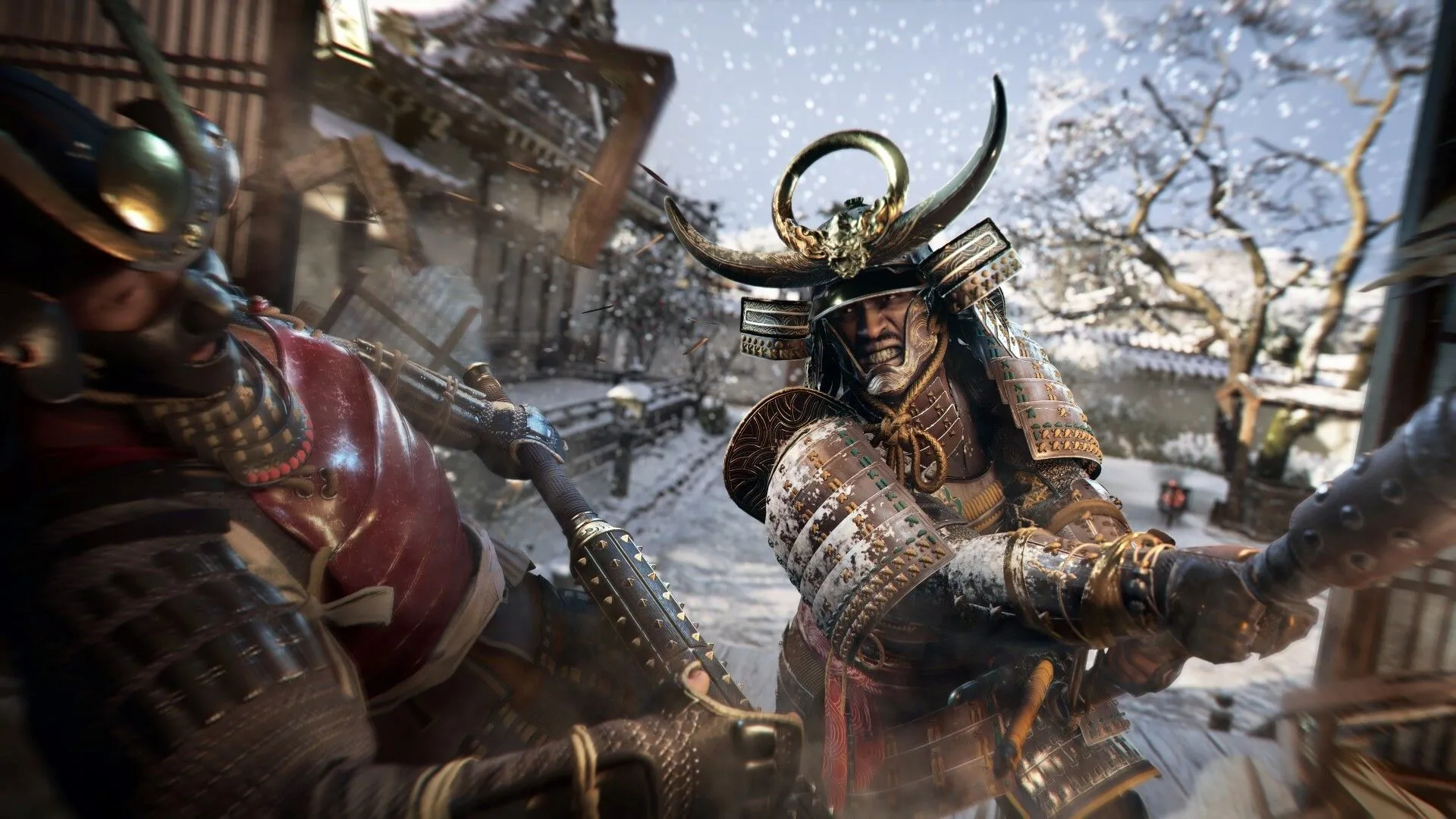 Yasuke trên lưng ngựa, di chuyển qua một khung cảnh làng quê Nhật Bản trong Assassin's Creed Shadows.